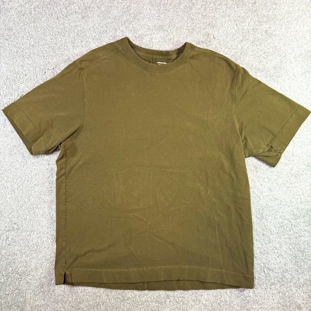 Abercrombie & Fitch Premium Essentials T Shirt Mens Small Olive Green Oversized